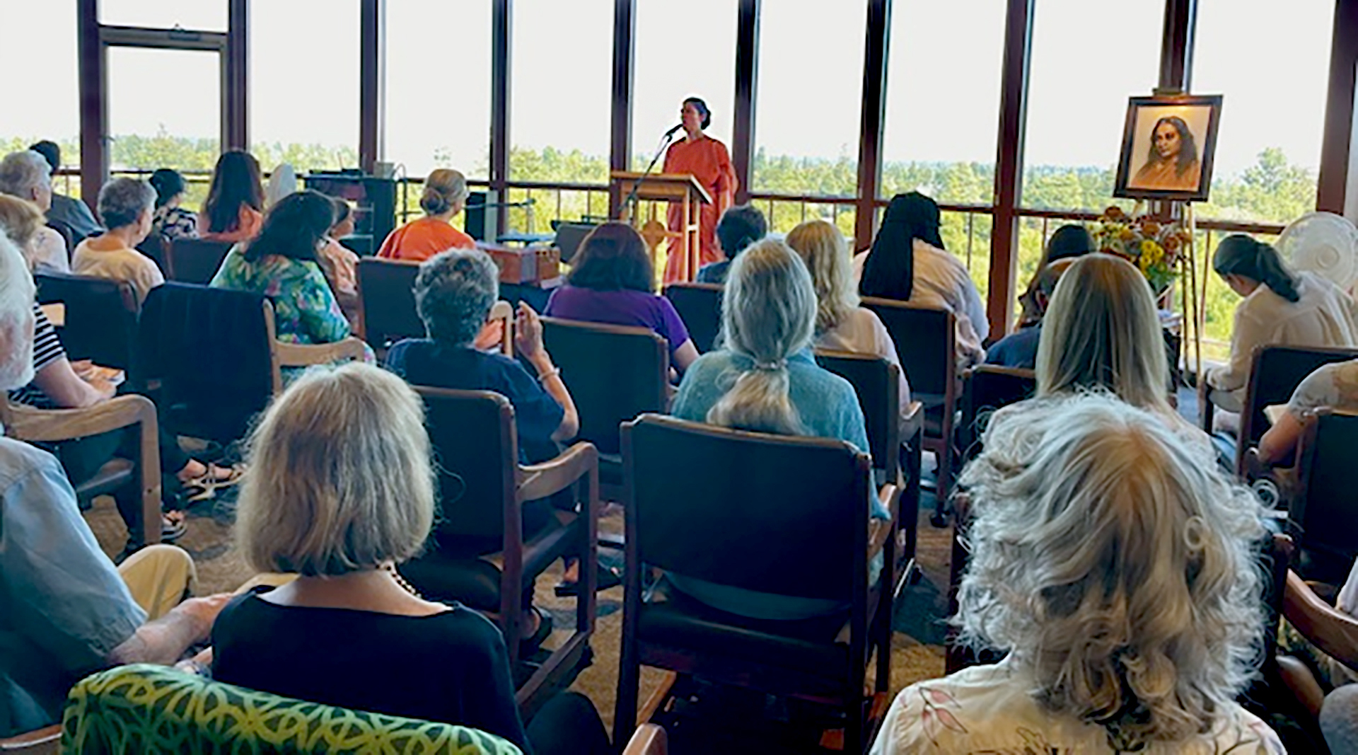 Sister Sita gives a class during the Los Gatos retreat.