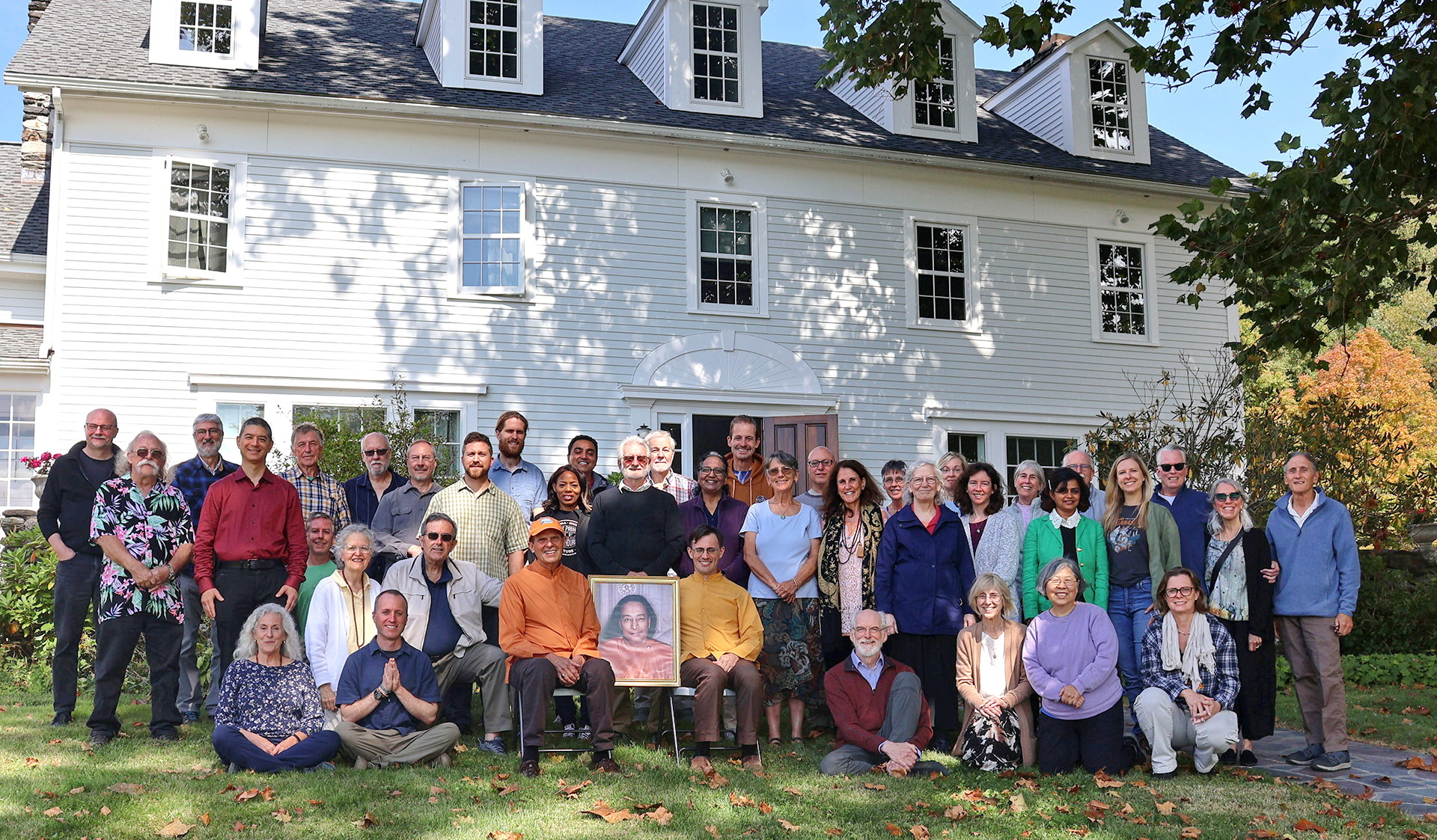 Brother Keshavananda and Brahmachari Daniel visited SRF members on the East Coast of the U.S. in September, and are shown here at the Shaftsbury Meditation Circle in North Bennington, Vermont.