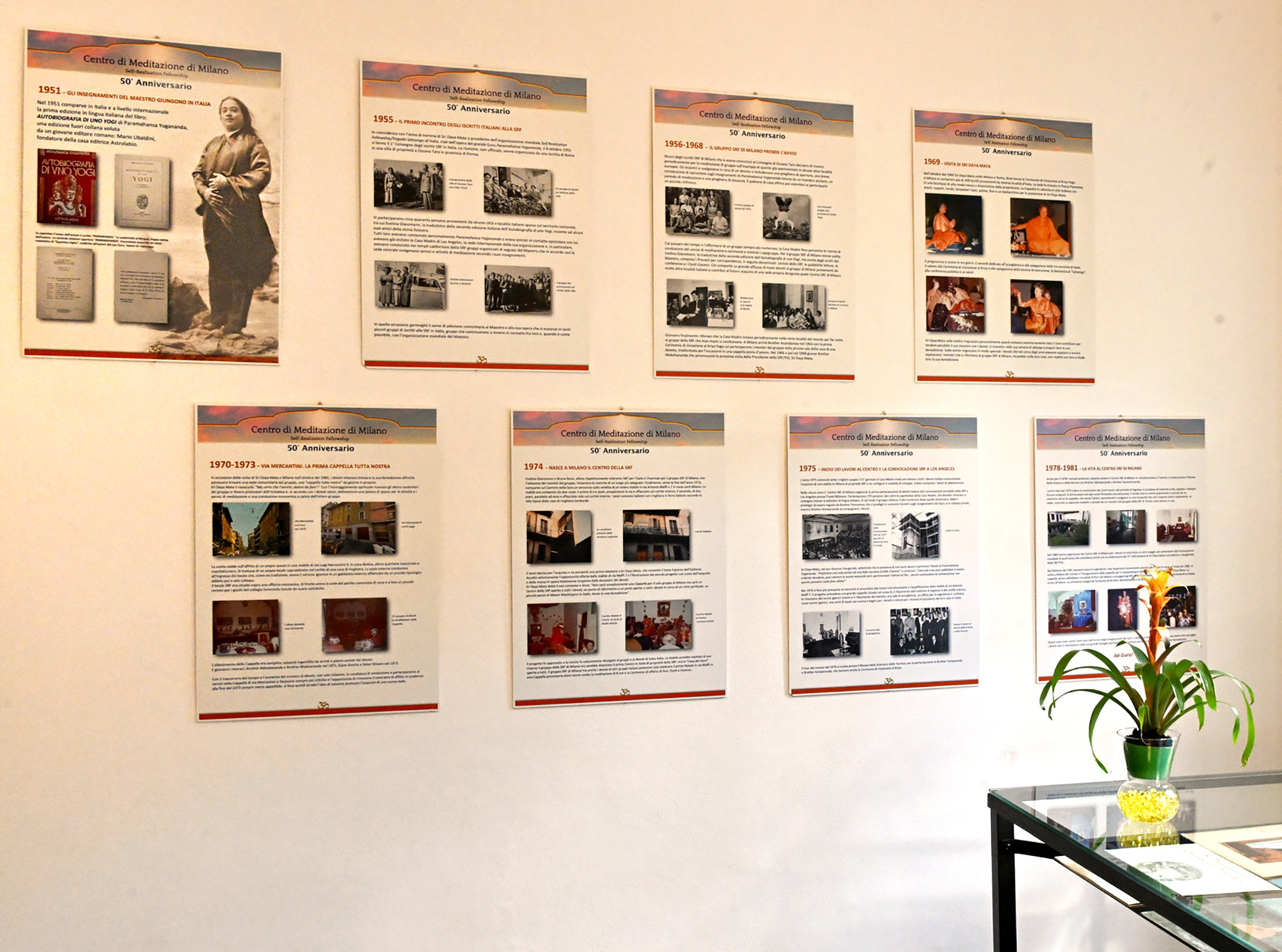 A special display shows some of the highlights in the history of the Milano Center's fifty years.