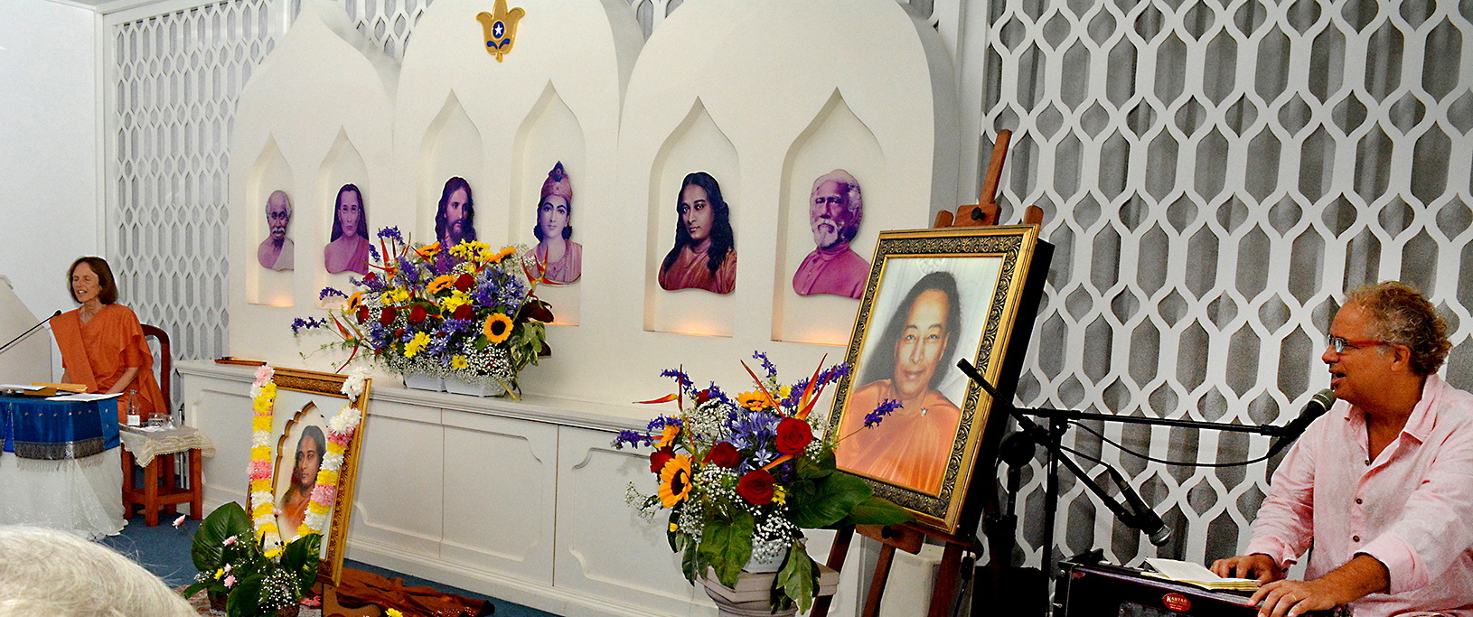 Sister Bhavani conducts a period of meditation with chanting.