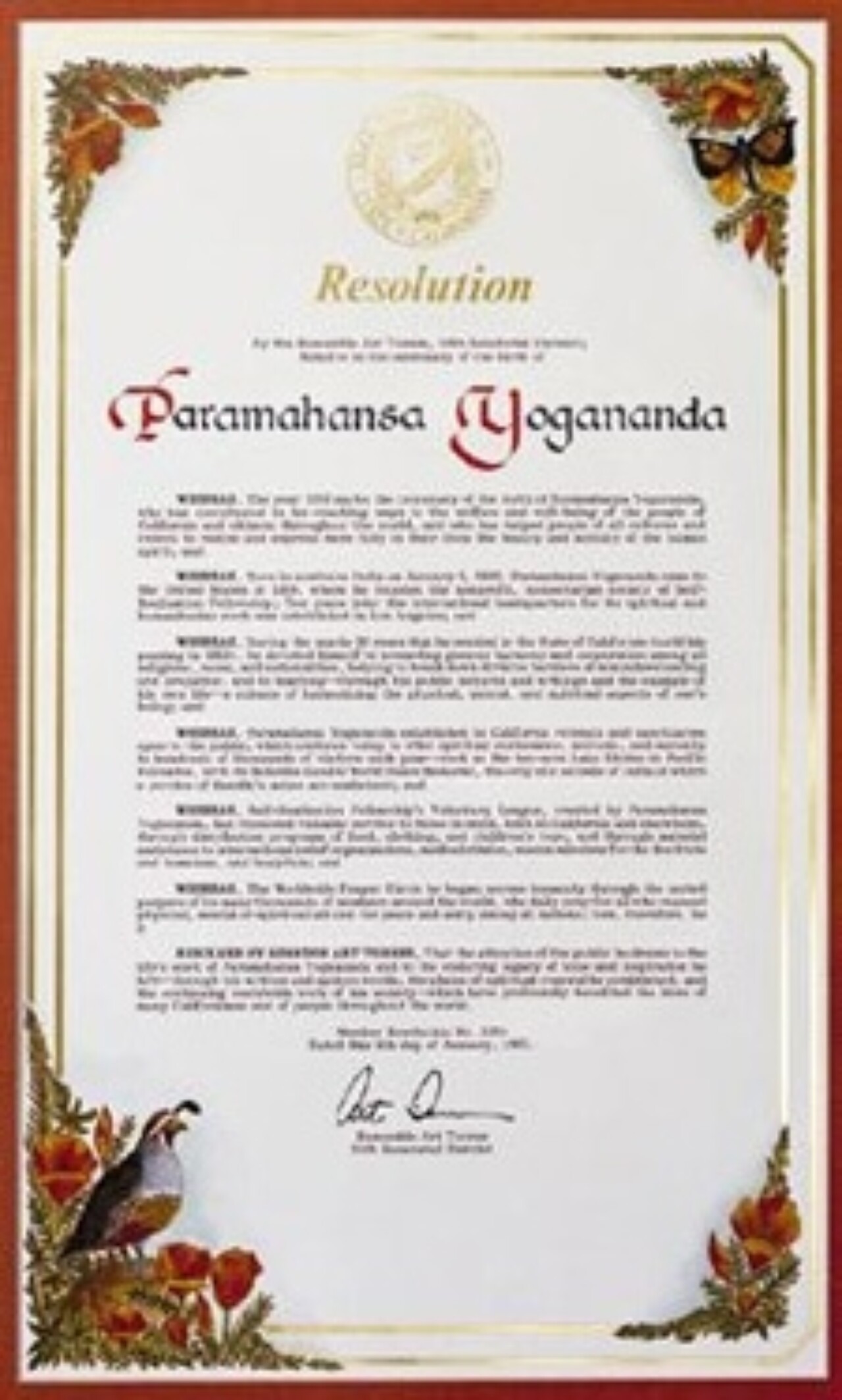 Tribute From The State Of Cal